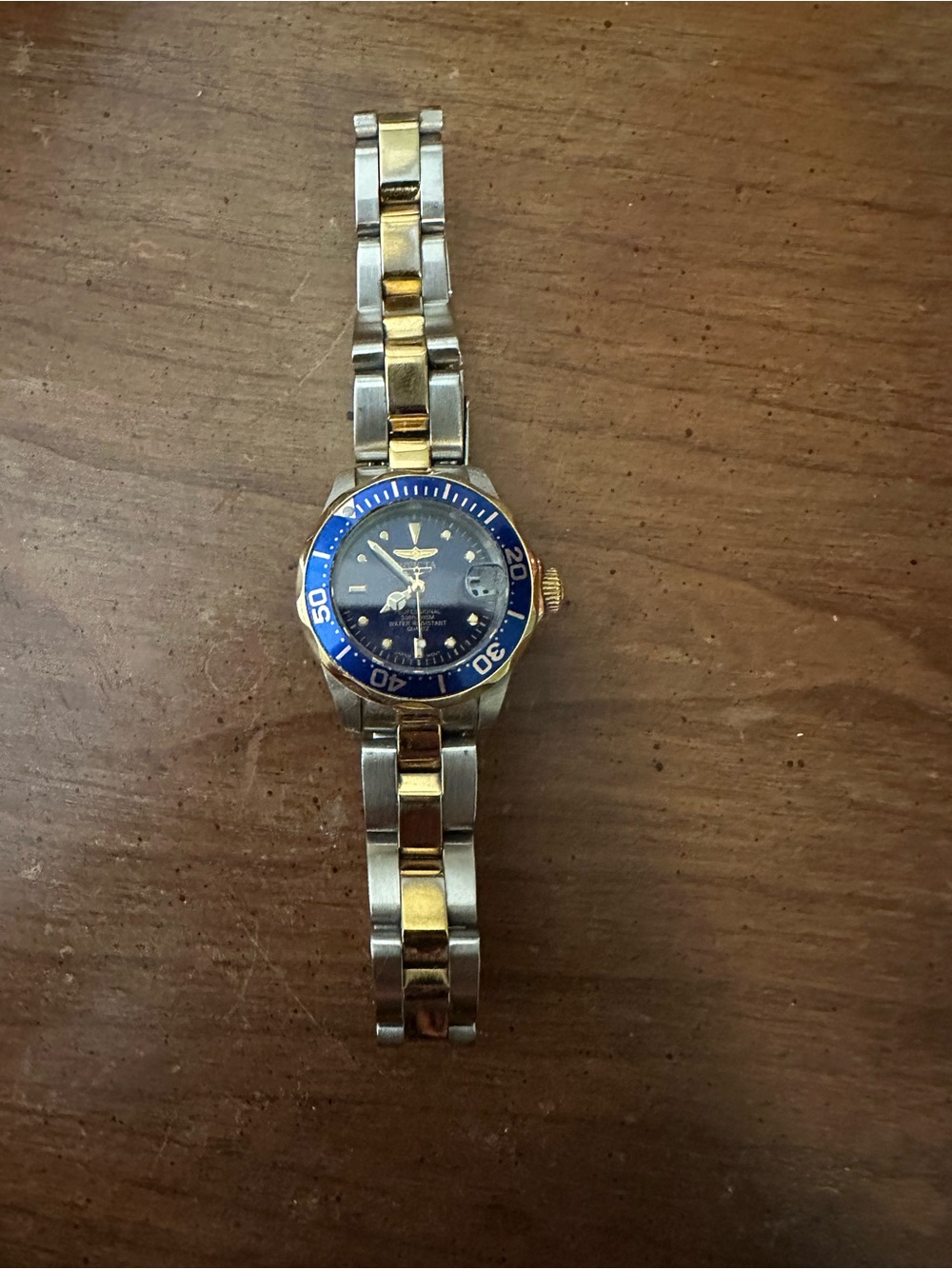 Invicta Two-Tone Gold and Silver Bracelet Watch with Blue Dial